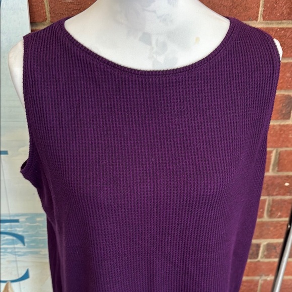 Chico’s Zenergy Waffle Knit Deep Purple Relaxed Tank Top - Picture 3 of 7